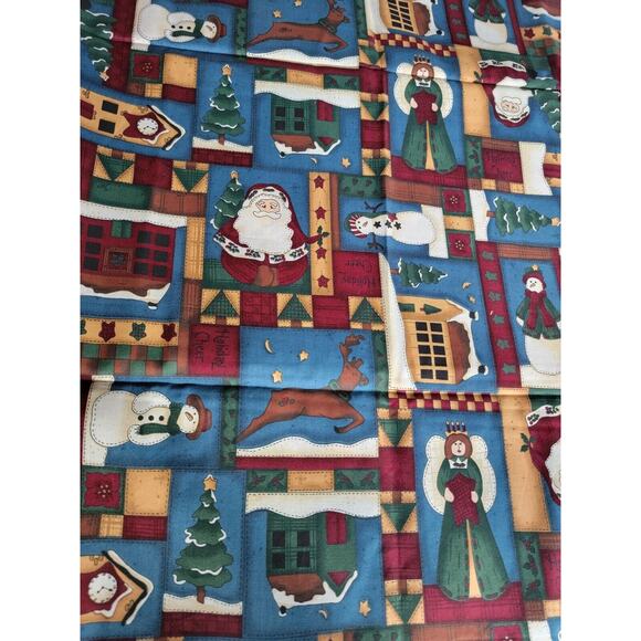 Leslie Beck For Vip Cranston Fabric Rustic Santa Snowmen Angel Patchwork 2 Yd - Picture 1 of 4